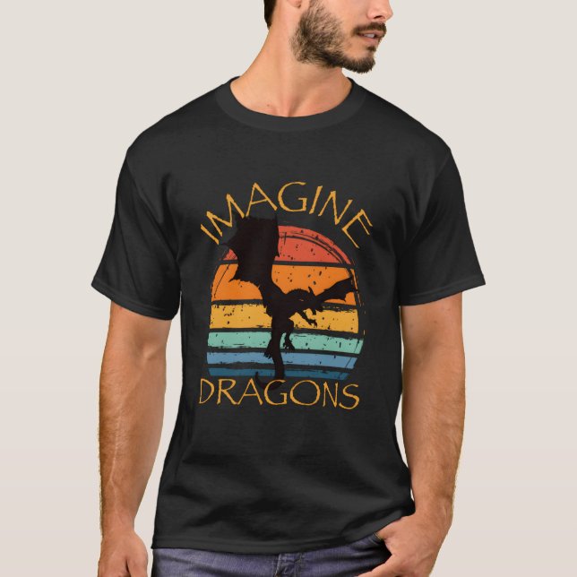Imagine Fantasy Mythical Dragon Vingar Stil T Shirt (Framsida)
