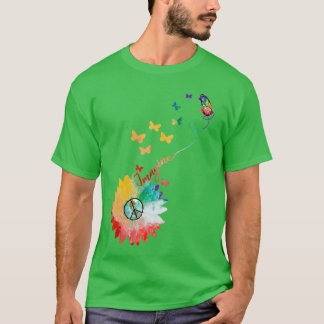 Imagine Flower Butterfly Earth Fredstecken Hippie T Shirt