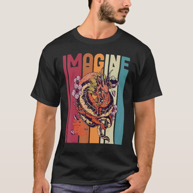 Imagine Great Dragon Vintage Cool Great T Shirt (Framsida)