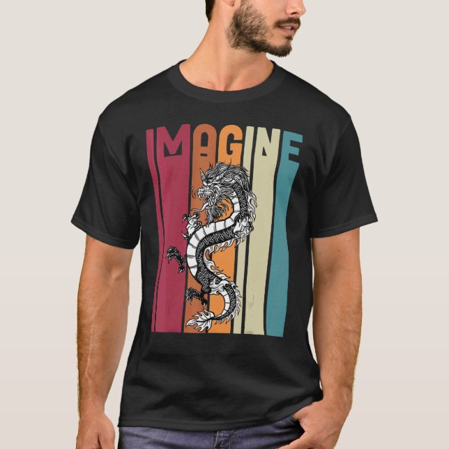 Imagine Great Dragon Vintage Cool Great T Shirt (Framsida)