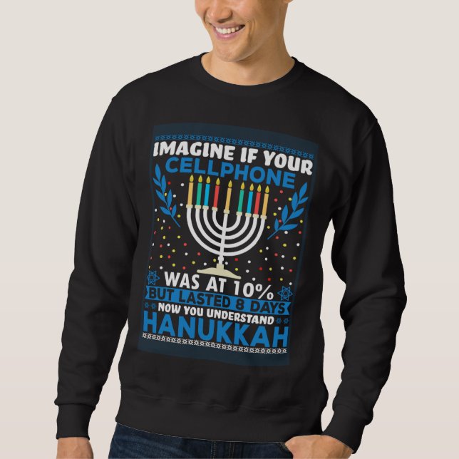 Imagine If Your Cellphone Sarcastic Hanukkah Chanu Lång Ärmad Tröja (Framsida)