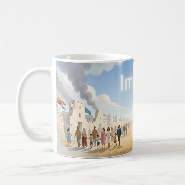 Imagine Peace Beyond Broken Walls konst-mugg Kaffemugg (Vänster)