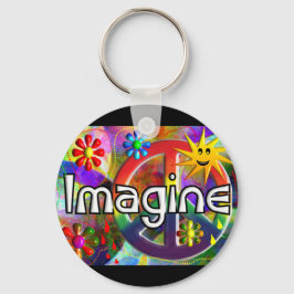 "Imagine" Psychadelic 70's Gifts Nyckelring