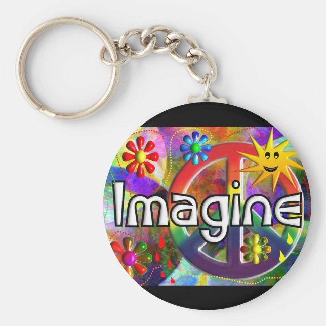 "Imagine" Psychadelic 70's Gifts Nyckelring (Framsidan)