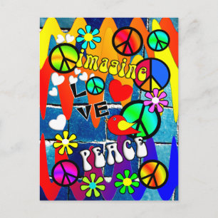 Imagine Retro Peace Symbols Vykort