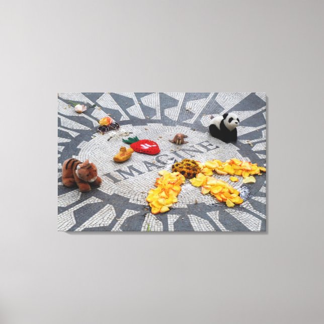 Imagine Strawberry Fält Central Park NYC plaque Canvastryck (Framsida)