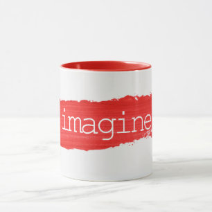 IMAGINE Text on Red Paint Mugg