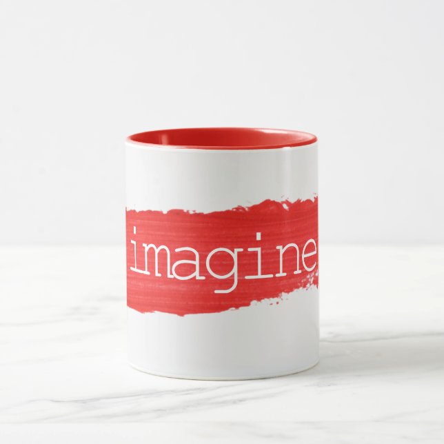 IMAGINE Text on Red Paint Mugg (Center)