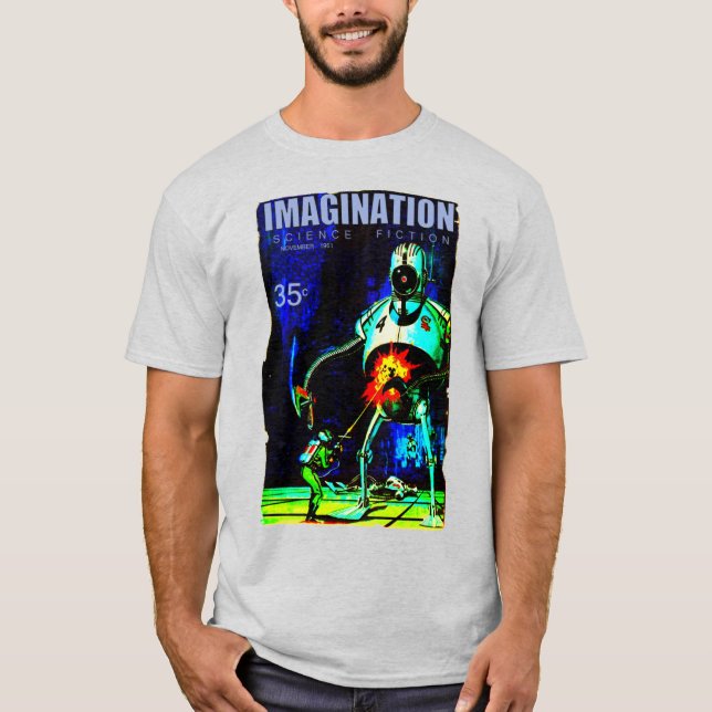 IMAGINERING: Science fiction Pulp Tecknad T Shirt (Framsida)