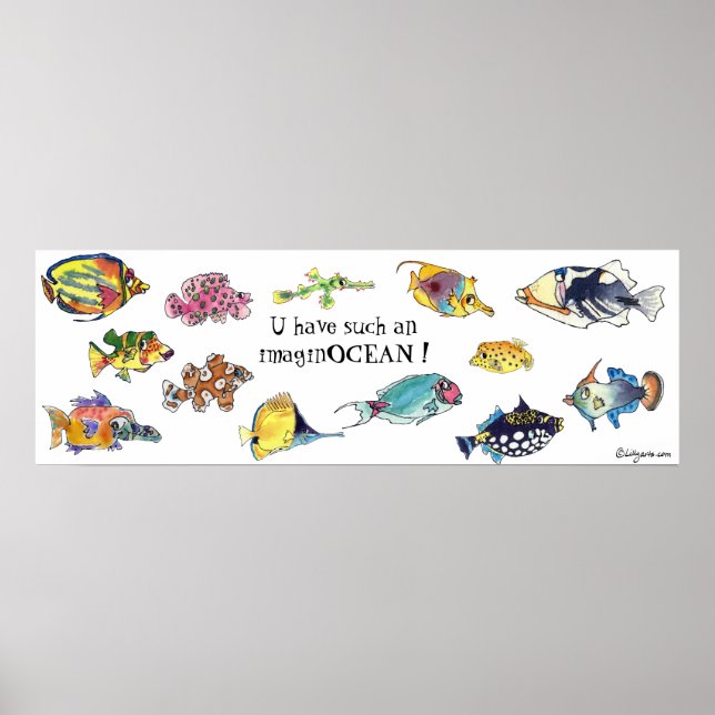ImaginOCEAN Tecknad Fish Art Art Poster (Framsidan)