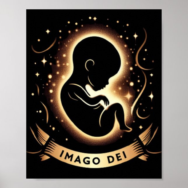 Imago Dei Image of God Baby in Womb Black Poster (Framsidan)