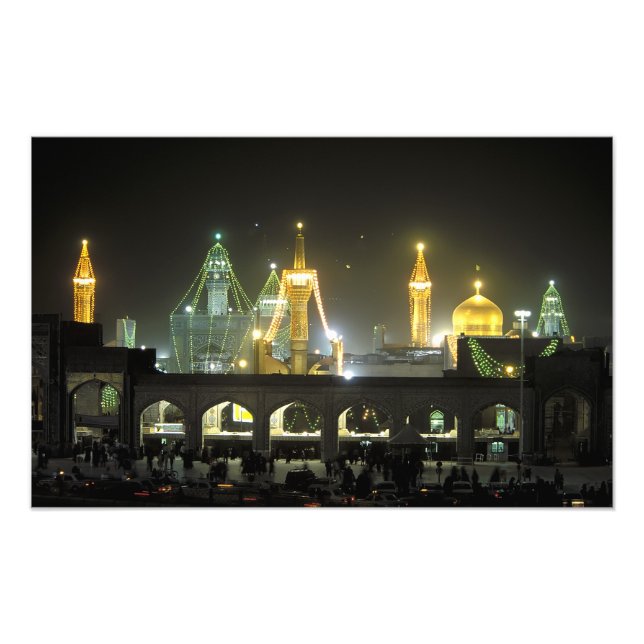 Imam Reza-helgedomen komplex på natten, Mashhad, Fototryck (Framsidan)