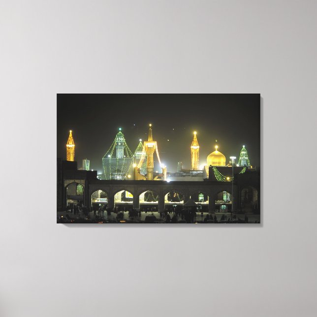 Imam Reza Shrine Complex på natten, Mashhad, Canvastryck (Framsida)