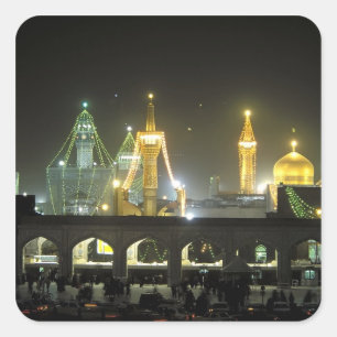 Imam Reza Shrine Complex på natten, Mashhad, Fyrkantigt Klistermärke