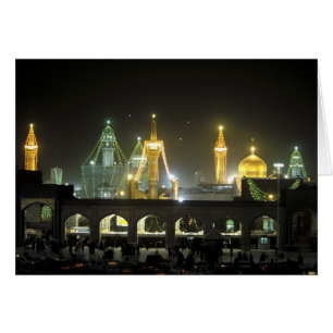Imam Reza Shrine Complex på natten, Mashhad, Hälsningskort