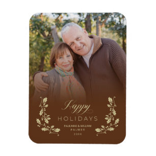 Imán Brown Whimsical Script Quote Photo jul Magnet