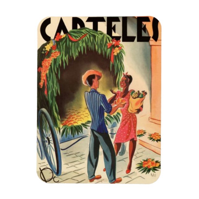 Iman de Nevera Cartel Cuba Vintage Ilustraciones Magnet (Vertikal)