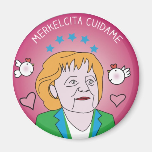 Iman de Nevera Merkelcita Plis Cuidame Rosa Magnet (Framsidan)