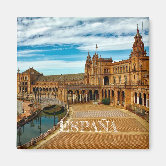 imán Plaza España de Sevilla, en Andalucía, España Magnet (Framsidan)