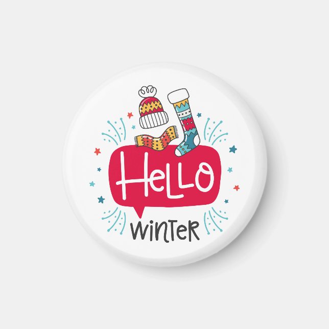 Imán redondo navideño hello winter magnet (Framsidan)
