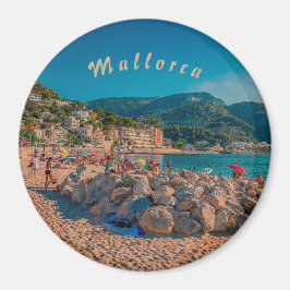 imán redondo Puerto de Sóller en Mallorca Magnet