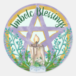Imbolc Blessings Celtic Wicca Helgdag Pentacle Runt Klistermärke