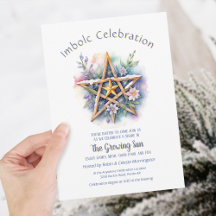 Imbolc Blommigt Snowy Pentacle Lila Wiccan Helgdag