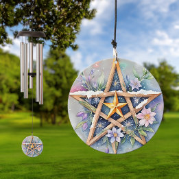 Imbolc Blommigt Snowy Pentacle Wiccan Helgdag