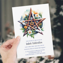Imbolc Blommigt Snowy Pentacle Wiccan Helgdag