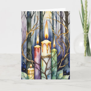 Imbolc Candlemas Winter Forest Candles Wiccan Helgkort