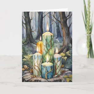 Imbolc Candlemas Winter Forest Candles Wiccan Helgkort