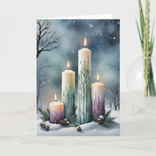 Imbolc Candlemas Winter Forest Candles Wiccan Helgkort