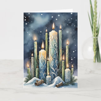 Imbolc Candlemas Winter Forest Candles Wiccan Helgkort