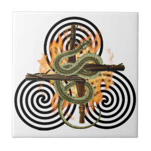Imbolc Fire Serpent Pagan Sabbat Altar Tile Kakelplatta