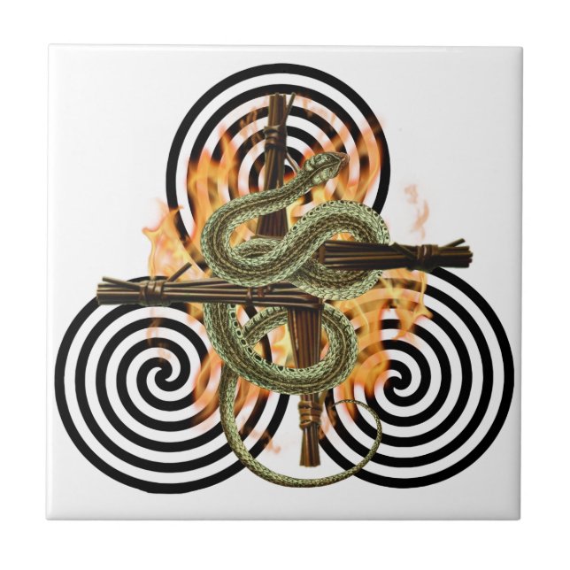 Imbolc Fire Serpent Pagan Sabbat Altar Tile Kakelplatta (Framsidan)