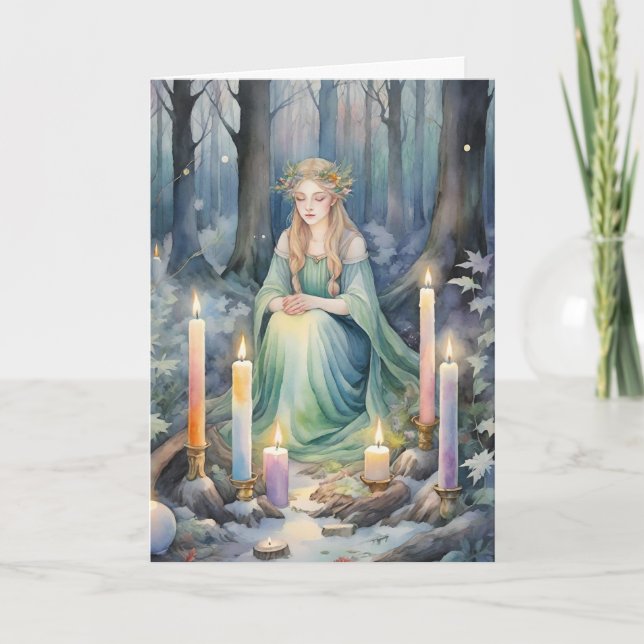 Imbolc Goddess Candlemas Forest Celtic Wiccan Helgkort (Framsida)