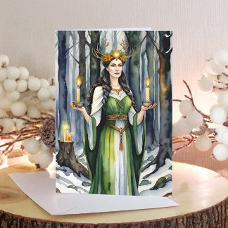 Imbolc Goddess Candlemas Forest Celtic Wiccan Helgkort