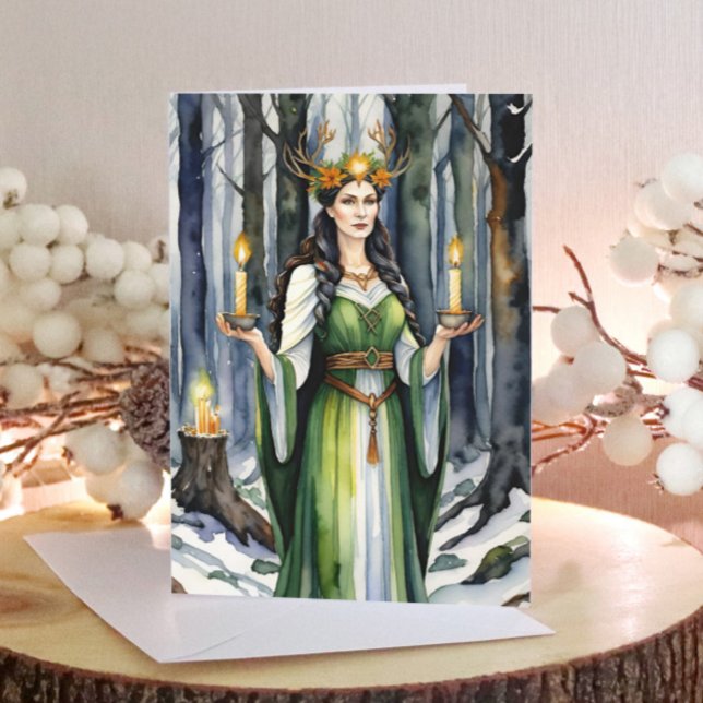 Imbolc Goddess Candlemas Forest Celtic Wiccan Helgkort (Imbolc Goddess Candlemas Forest Celtic Wiccan Holiday Card)