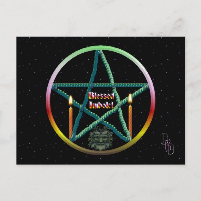 Imbolc Pentacle Vykort (Framsida)