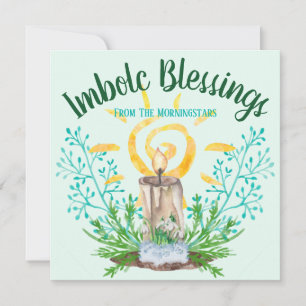 Imbolc Spiral Sol & Snowdrops Mint Grönt Helgdag Julkort