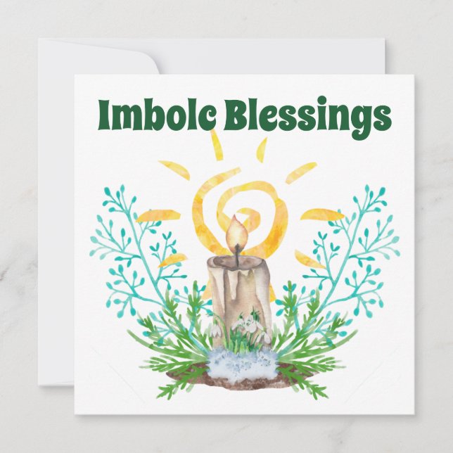 Imbolc Spiral Sunshine Candlelight & Greenery Julkort (Framsida)