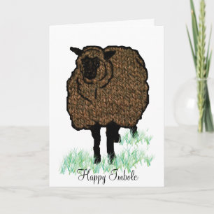 Imbolc Stickad Får Kort