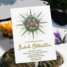 Imbolc Sunshine Snowdroppe Pentacle Pagan Helgdag Inbjudningar