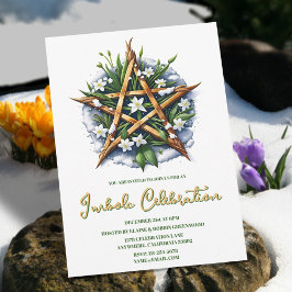 Imbolc Sunshine Snowdroppe Pentacle Pagan Helgdag Inbjudningar
