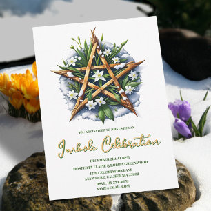 Imbolc Sunshine Snowdroppe Pentacle Pagan Helgdag Inbjudningar