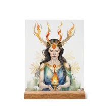 Imbolc Wiccan Goddess Flame & Golden Snowflake