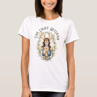Imbolc Wiccan Goddess Flame & Snowdrowers T Shirt