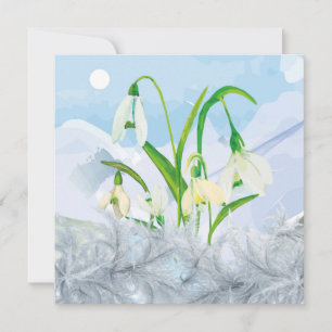 Imbolc Wiccan Winter Snowdrops Hälsning Julkort