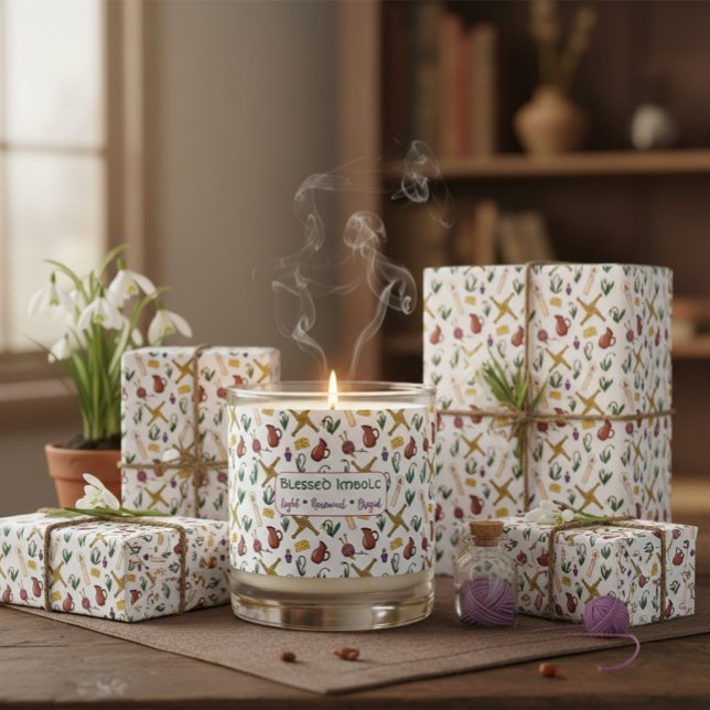 Imbolc Wrapping Paper Pagan Seasonal Pattern  Presentpapper (Skapare uppladdad)