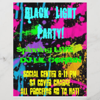 img-sak, Black Light Party!, Social Center 8.. Reklamblad